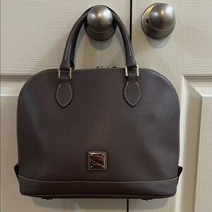 Dooney & Bourke Taupe satchel with long strap